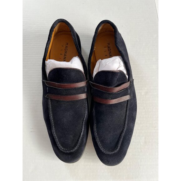 Magnanni Sz 9 Leather Daniel Loafer Men Navy Suede Slip On Flat Shoes main image 8